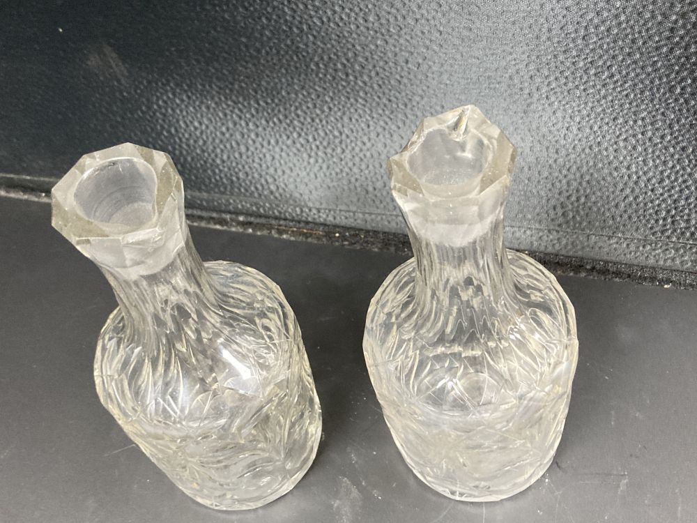 A pair of Dutch cut glass cruet bottles, late 18th century, 21.5cm